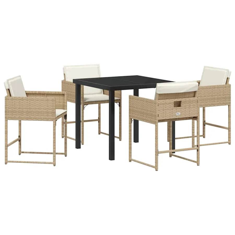 Ensemble de salle à manger pour jardin 5 pcs Beige polyrotin - 2