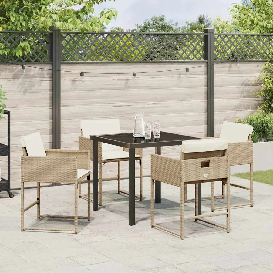 Ensemble de salle à manger pour jardin 5 pcs Beige polyrotin - 4