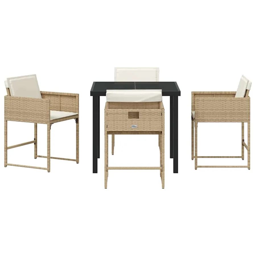 Ensemble de salle à manger pour jardin 5 pcs Beige polyrotin - 7