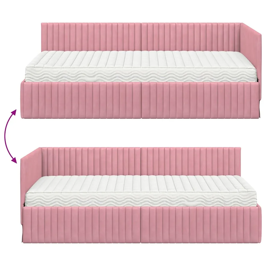 Cadre de lit d'angle avec matelas 2 pcs Gris Velours - 12