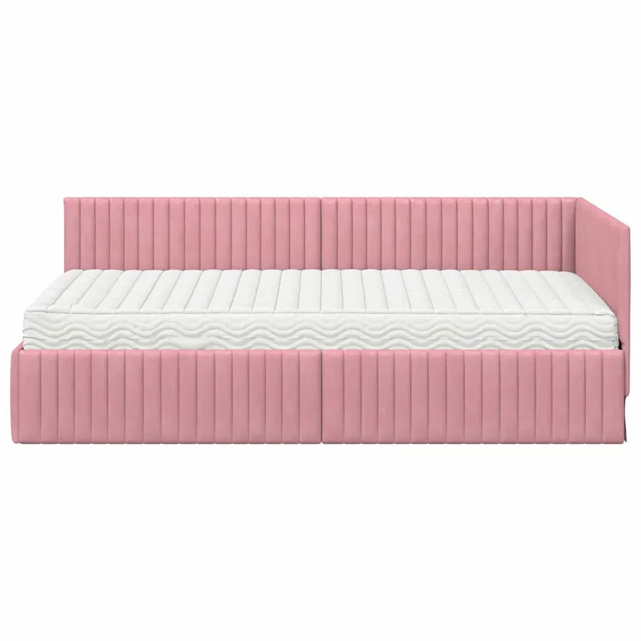 Cadre de lit d'angle avec matelas 2 pcs Gris Velours - 5