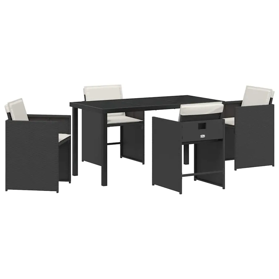 Ensemble de salle à manger pour jardin 5 pcs Noir polyrotin - 2