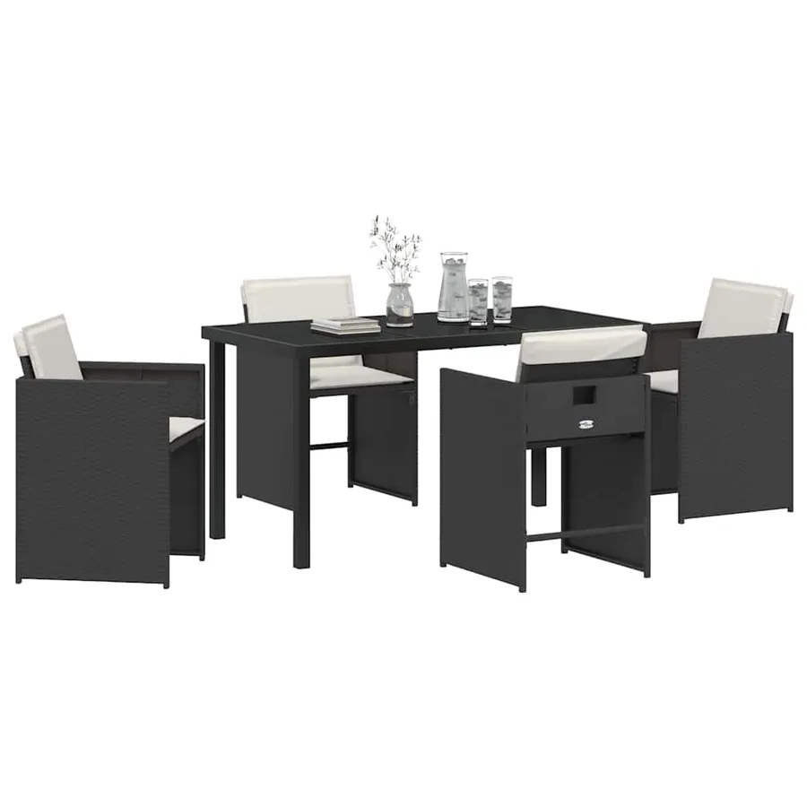 Ensemble de salle à manger pour jardin 5 pcs Noir polyrotin - 3