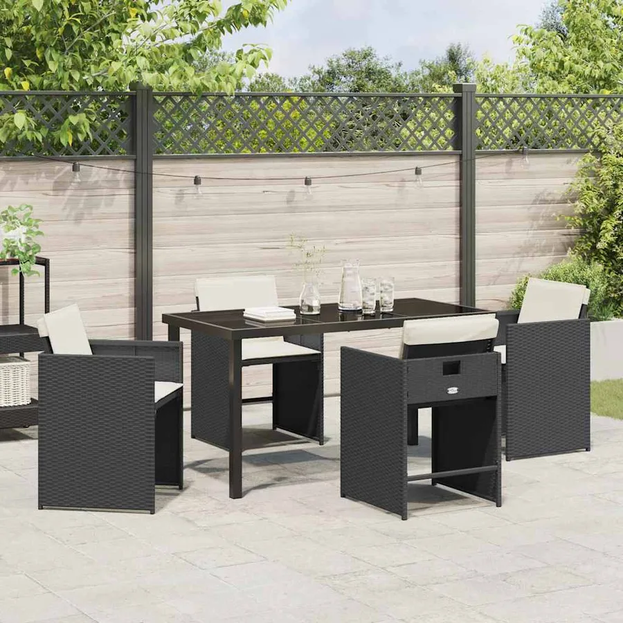 Ensemble de salle à manger pour jardin 5 pcs Noir polyrotin - 4