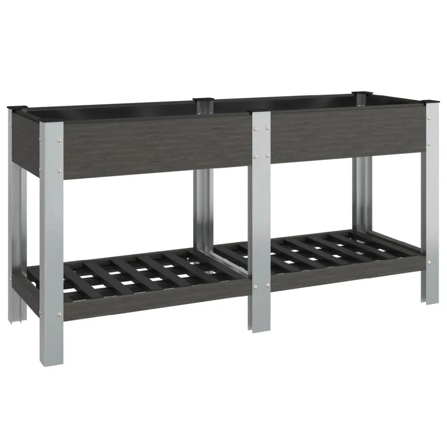 Lit surélevé de jardin avec étagère Gris 150x50x75 cm WPC - 2