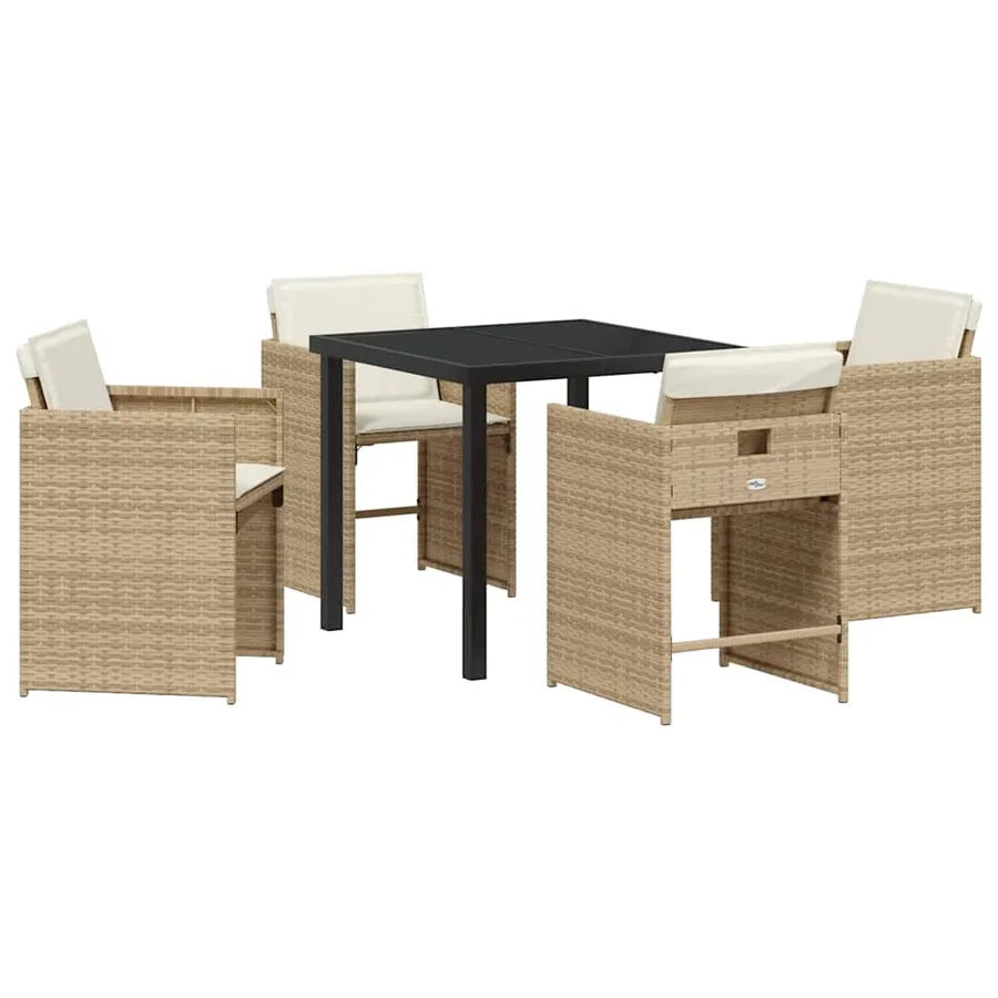 Ensemble de salle à manger pour jardin 5 pcs Beige polyrotin - 2