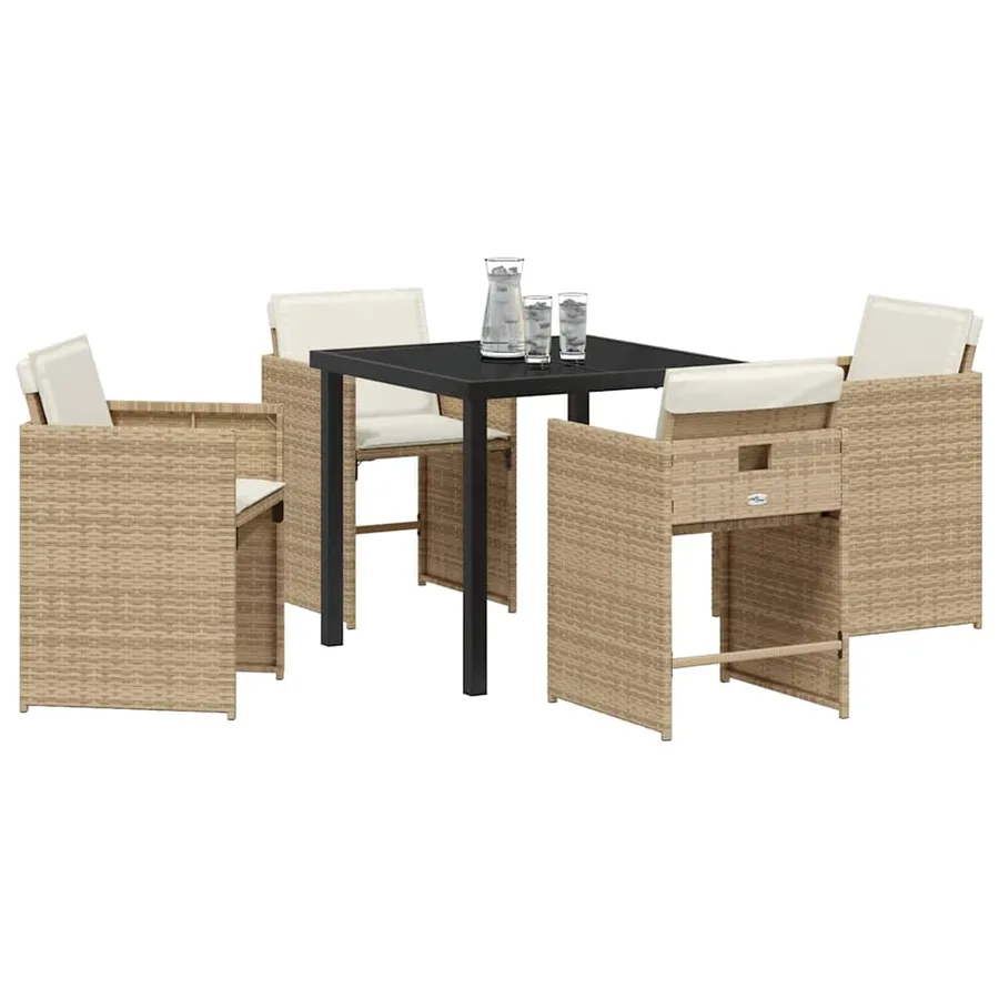 Ensemble de salle à manger pour jardin 5 pcs Beige polyrotin - 3