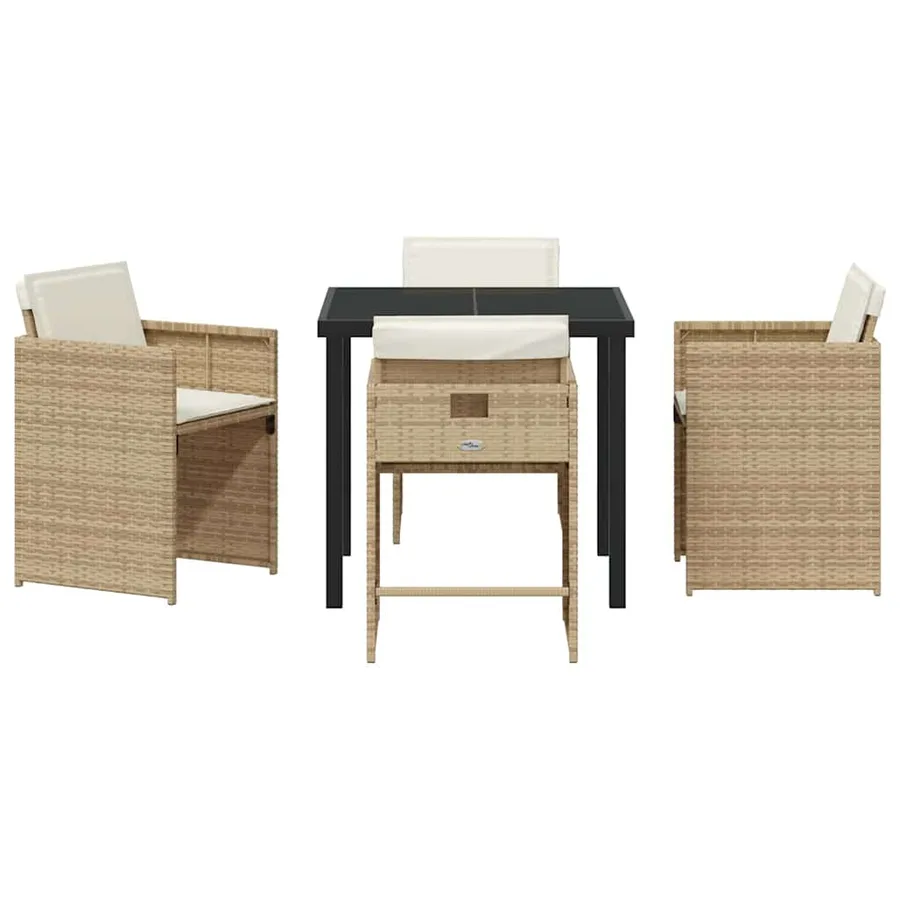 Ensemble de salle à manger pour jardin 5 pcs Beige polyrotin - 7