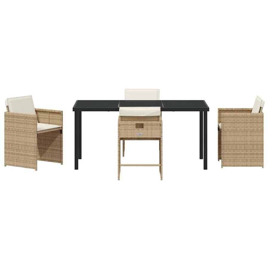Ensemble de salle à manger pour jardin 5 pcs Beige polyrotin - 7