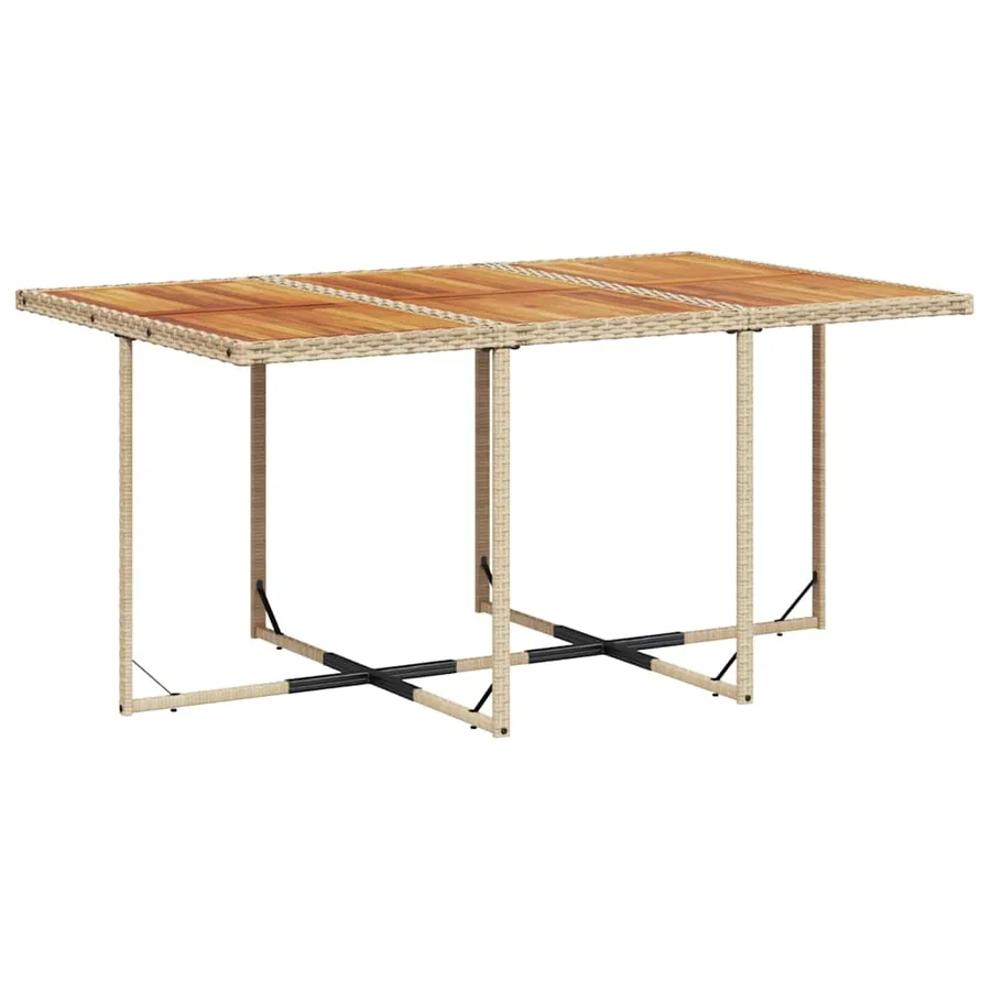 Ensemble à manger de jardin et coussins 11 pcs beige poly rotin - 3