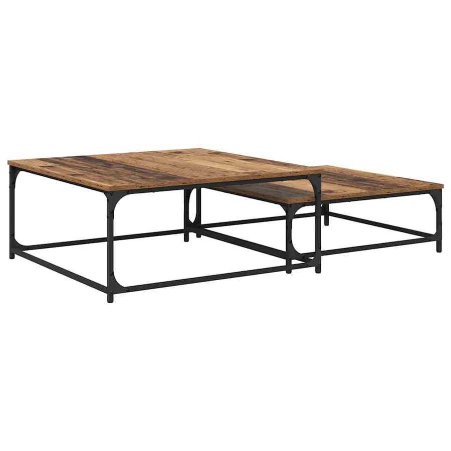 Table basse 2 pcs Bois Ancien Bois d'ingénierie - 2