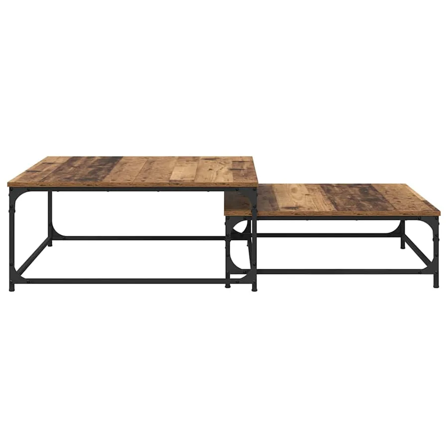 Table basse 2 pcs Bois Ancien Bois d'ingénierie - 5