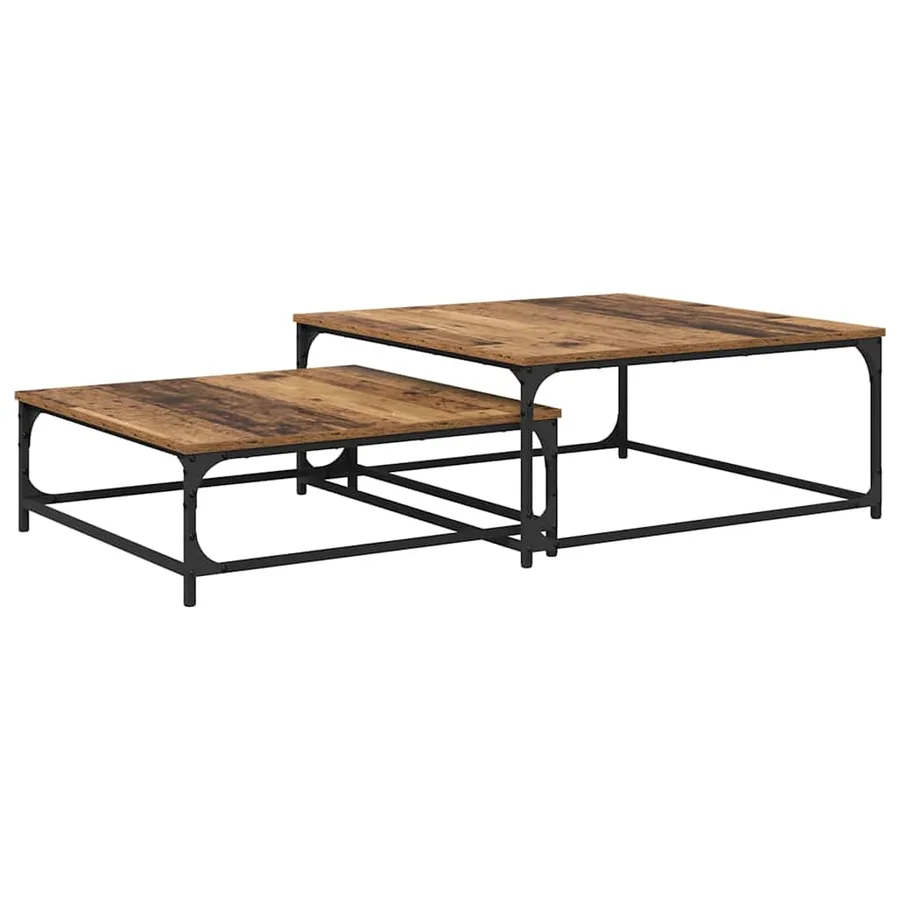 Table basse 2 pcs Bois Ancien Bois d'ingénierie - 7