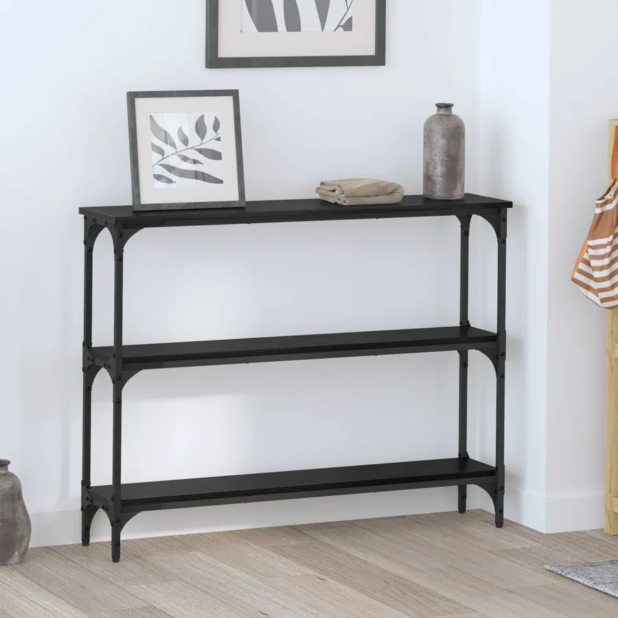 Table console Chêne noir 100 x 22,5 x 75 cm Bois d'ingénierie