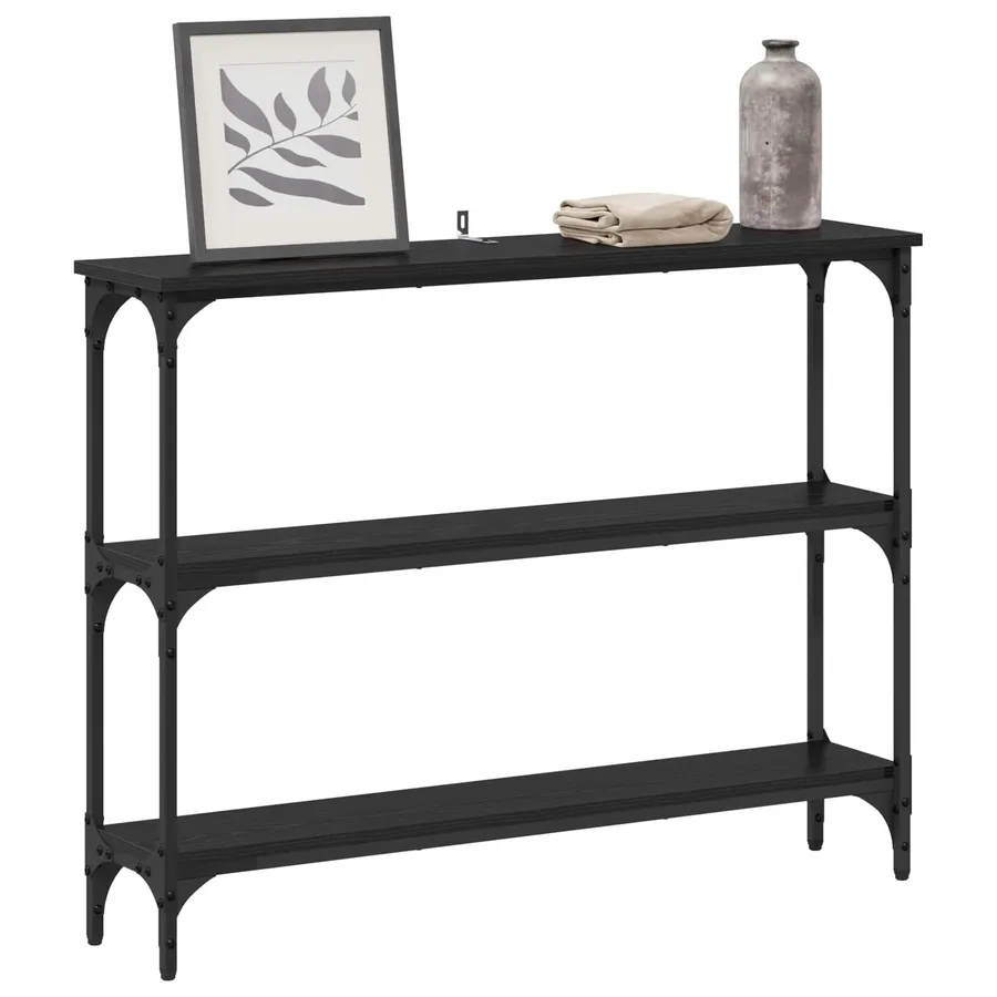 Table console Chêne noir 100 x 22,5 x 75 cm Bois d'ingénierie - 3