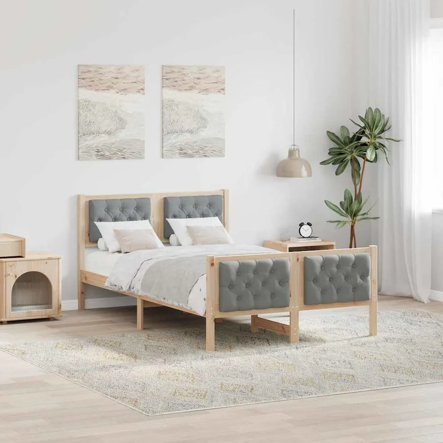 Cadre de lit Gris clair 120 x 200 cm Pin massif