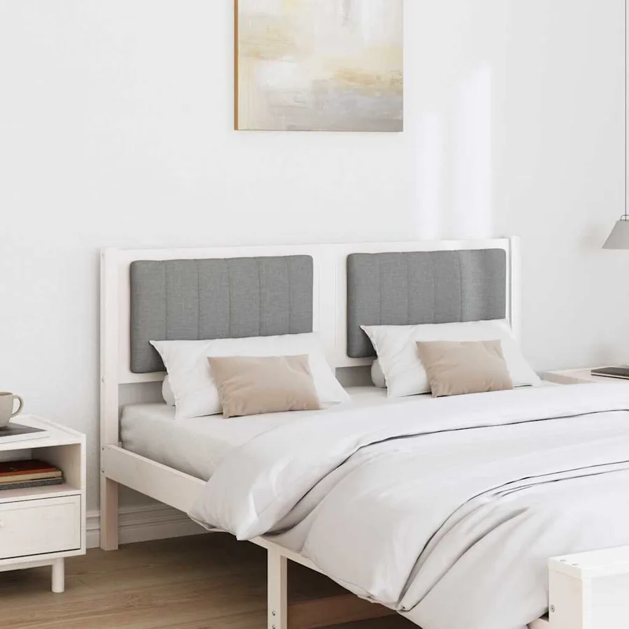 Tête de lit capitonnée avec tête de lit Blanc 135 cm Pin massif - 3