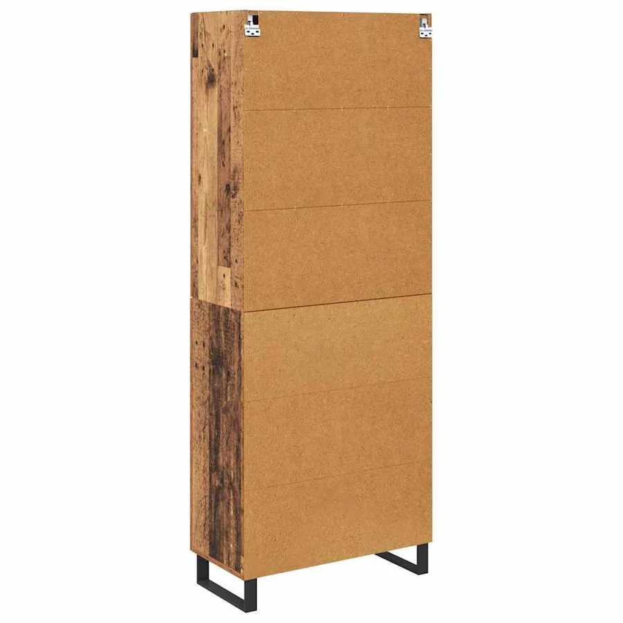 Haut Armoire 2 pcs Bois Ancien Bois Aggloméré et Verre - 10