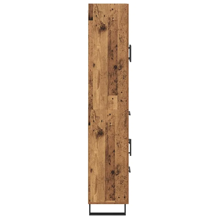 Haut Armoire 2 pcs Bois Ancien Bois Aggloméré et Verre - 9