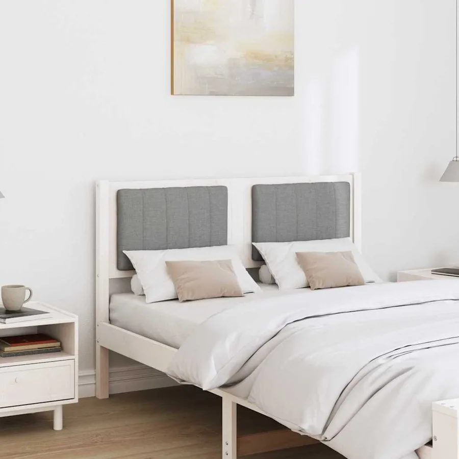 Tête de lit capitonnée avec tête de lit Blanc 120 cm Pin massif - 3