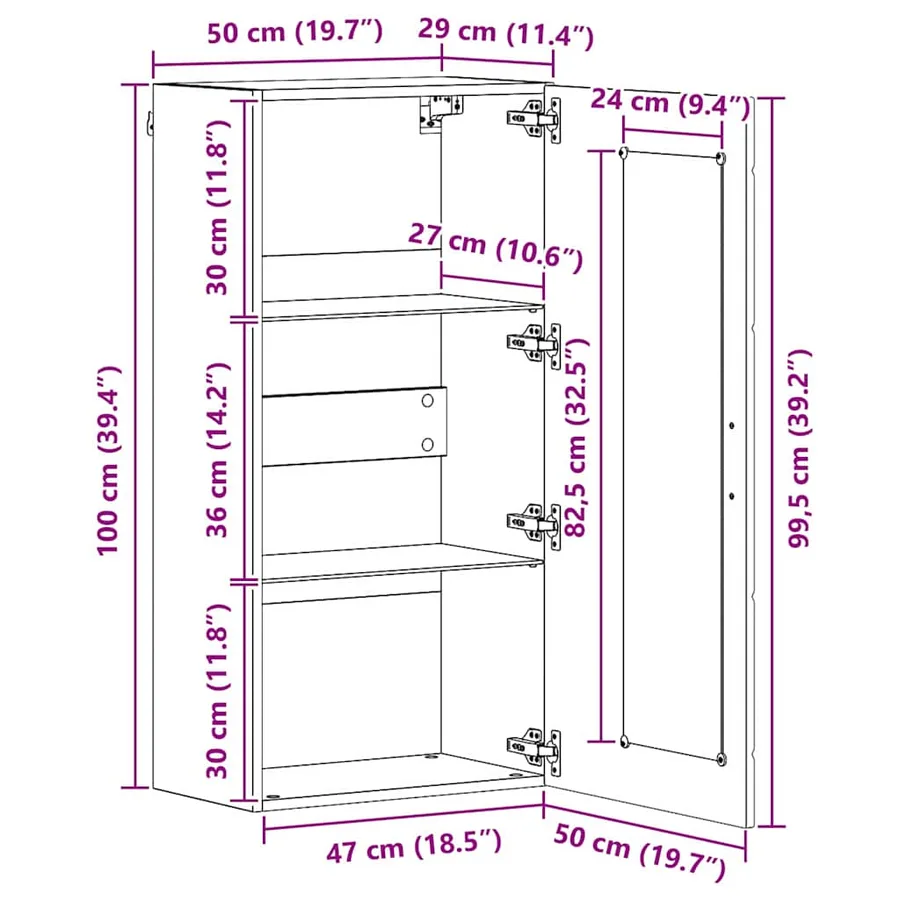 Cabinet en Bois Chêne Sonoma 50 x 29 x 100 cm Bois d'ingénierie - 13