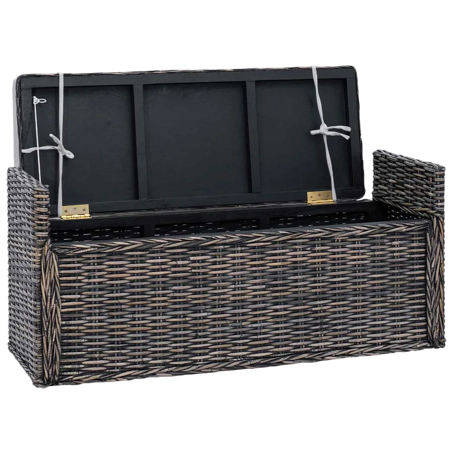 Banc de rangement Noir Blanchi 110 x 40 x 50 cm Rotin - 4