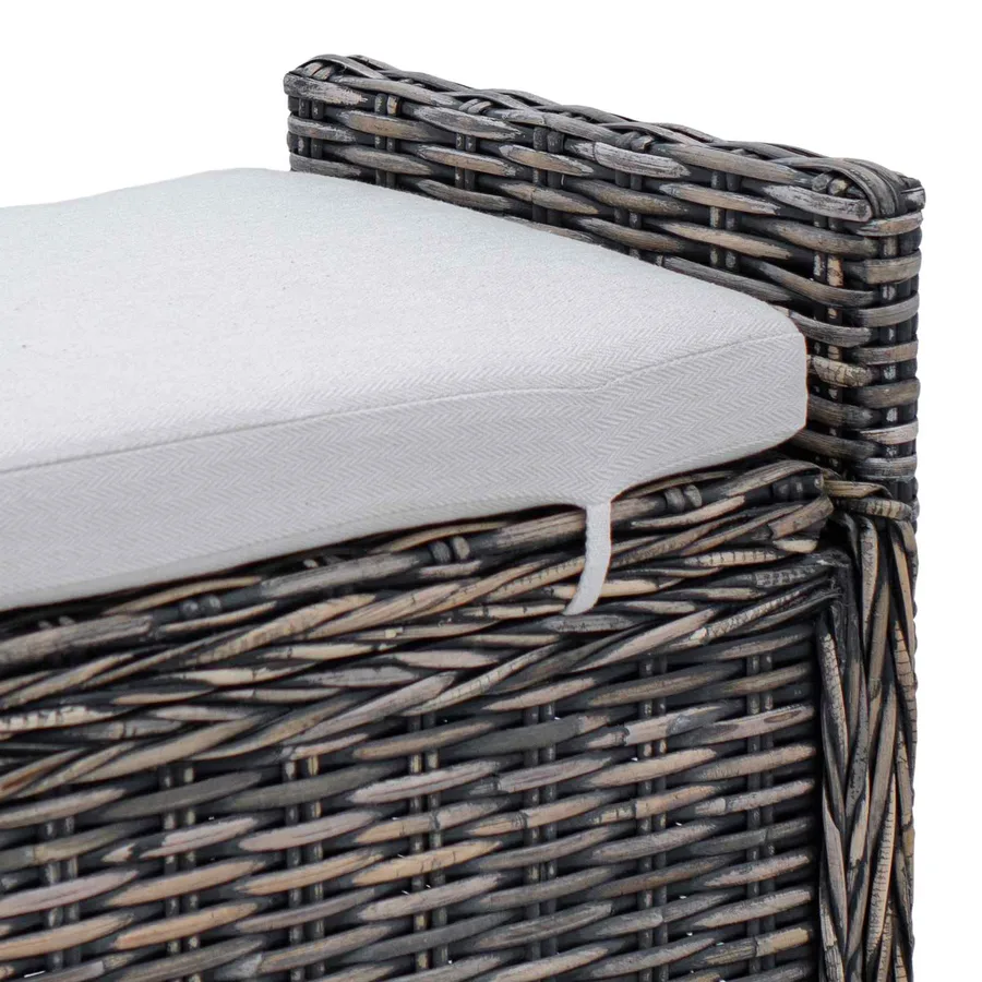 Banc de rangement Noir Blanchi 110 x 40 x 50 cm Rotin - 9