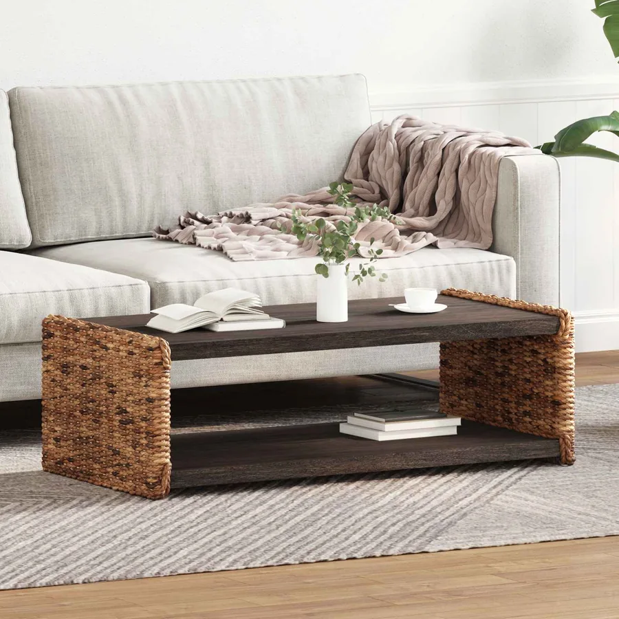 Table basse Naturel 110 x 55 x 35 cm Bois de Mahogany Massif