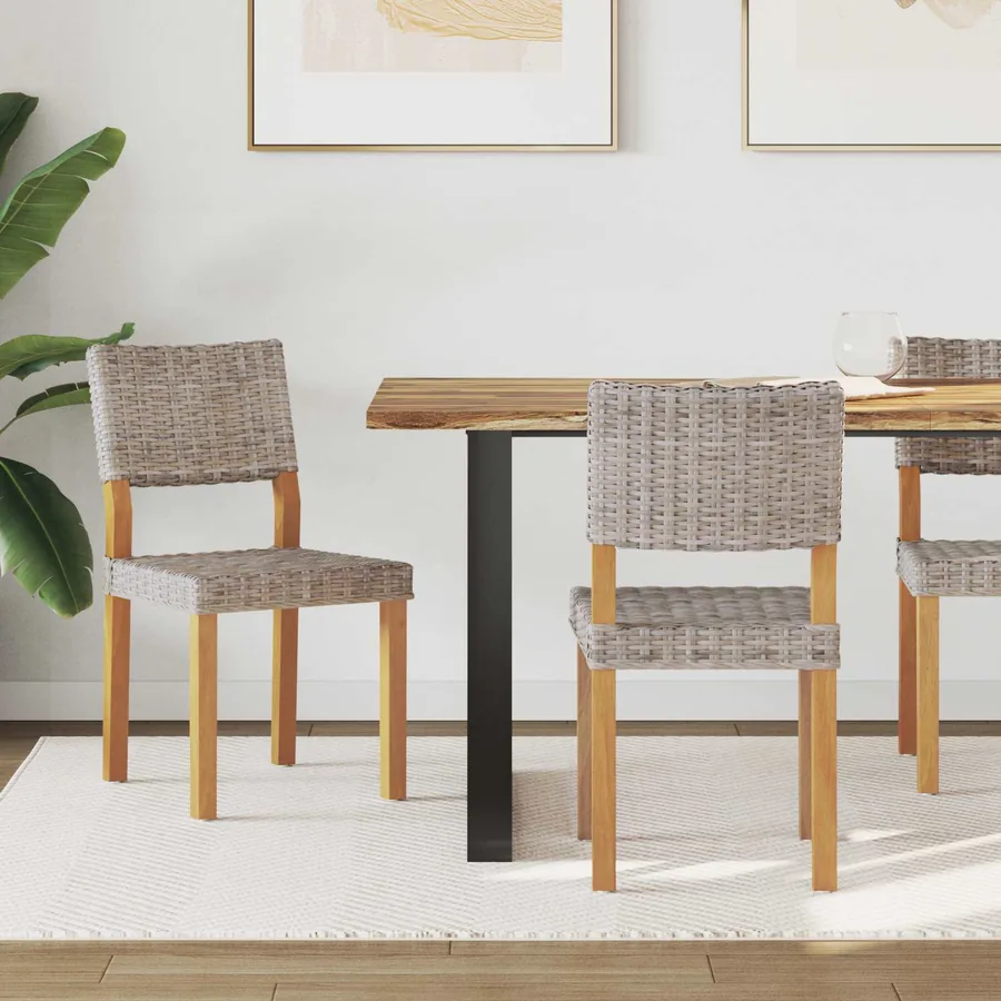 Chaise de salle à manger 2 pcs Rattan Kubu Gris Kubu