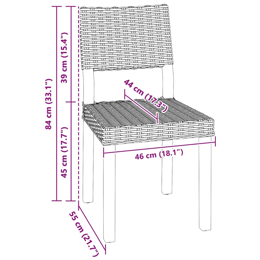 Chaise de salle à manger 2 pcs Rattan Kubu Gris Kubu - 11