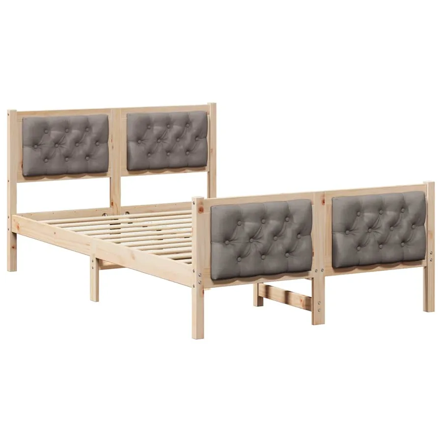Cadre de lit avec tête de lit Taupe 120 x 200 cm Pin massif - 2