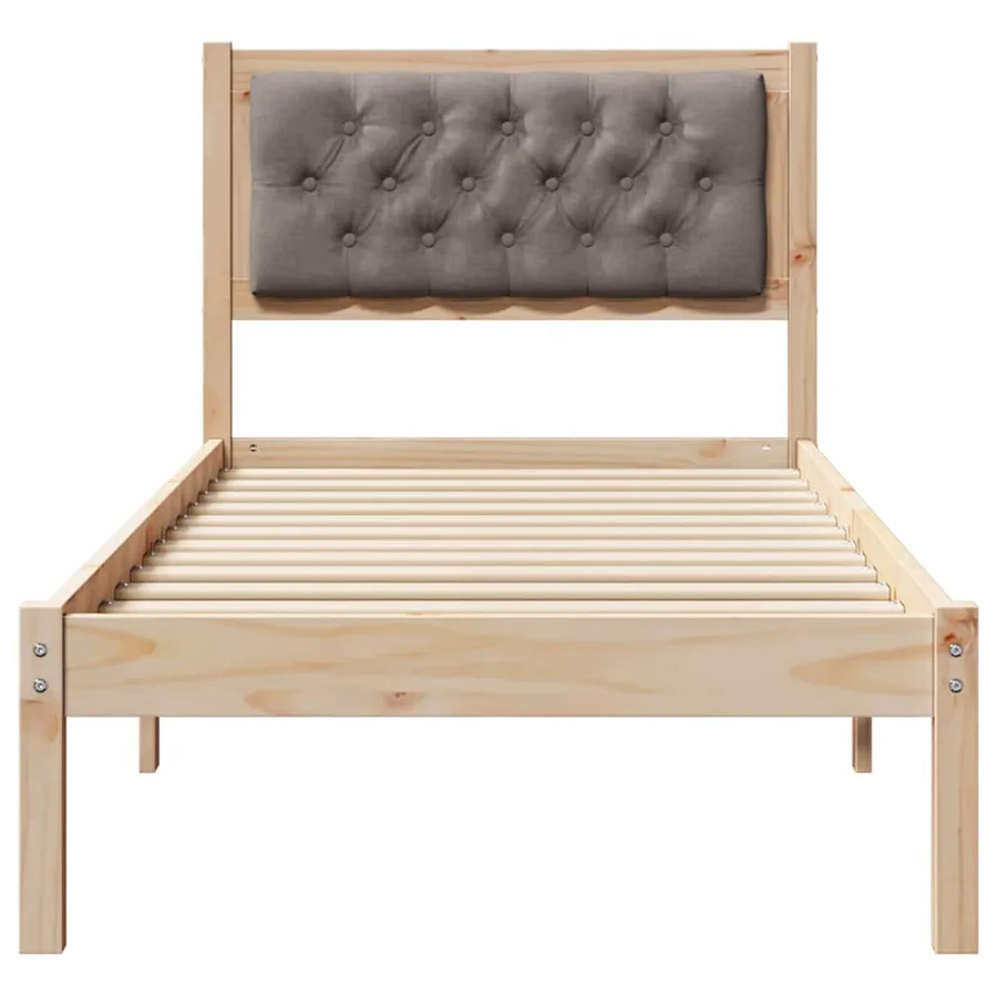 Cadre de lit avec tête de lit Taupe 90 x 200 cm Pin massif - 5