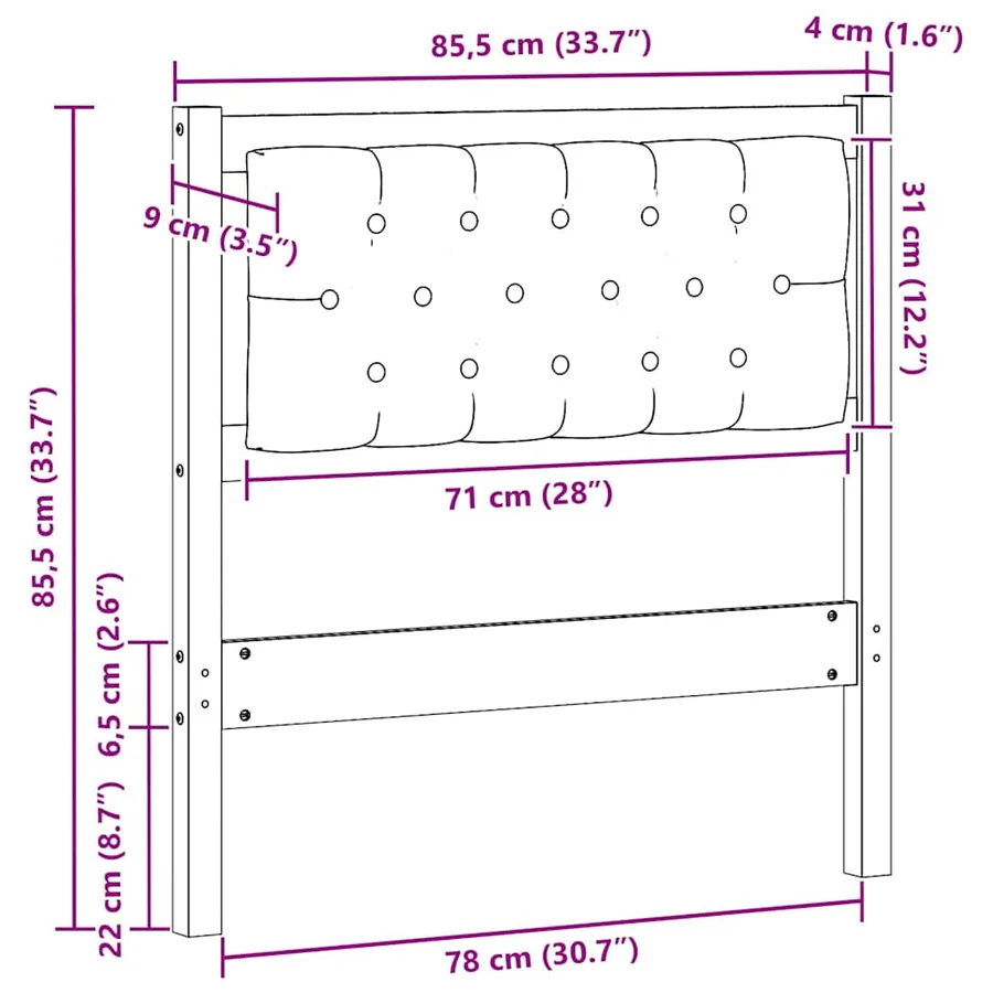 Tête de lit Autre Blanc et gris clair 80 cm Bois massif en pin - 11