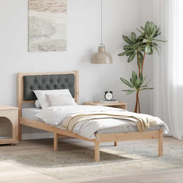 Cadre de lit avec tête de lit Gris foncé 80 x 200 cm Pin massif
