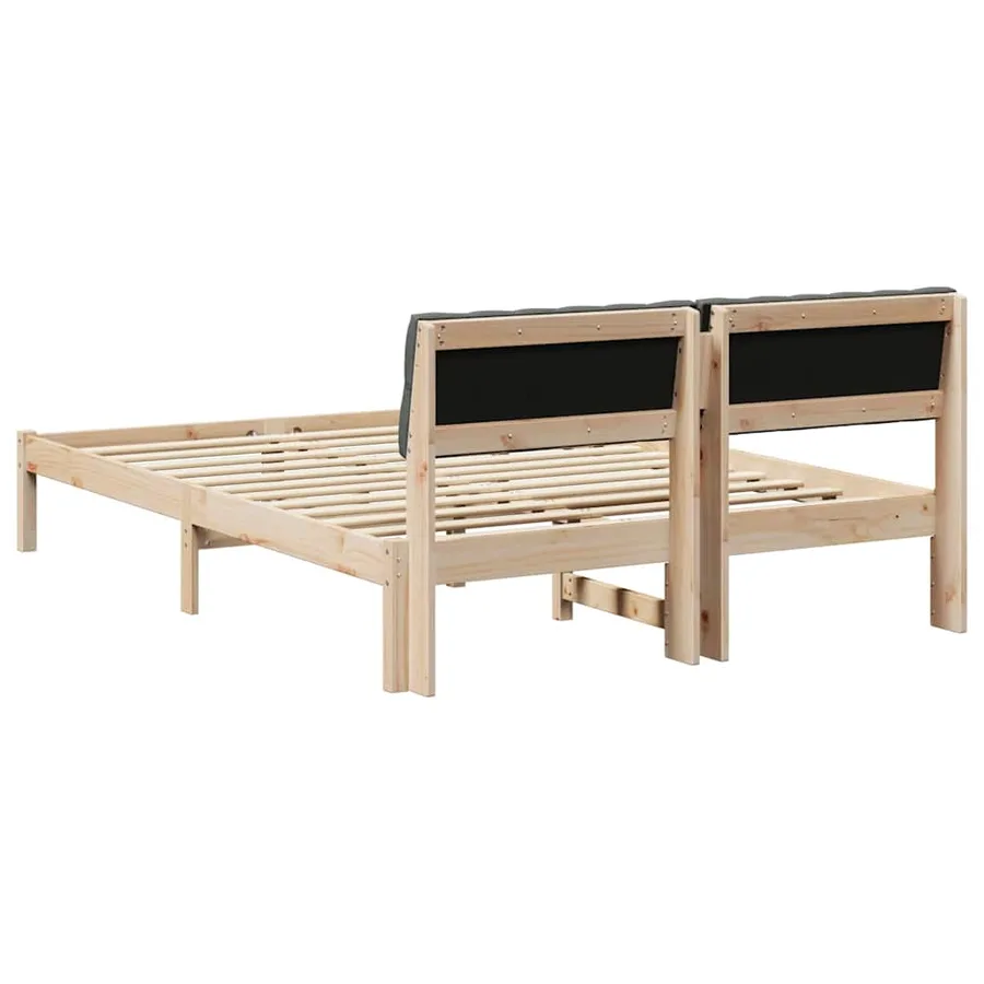 Cadre de lit avec tête de lit marron et gris foncé 140 x 190 cm - 7