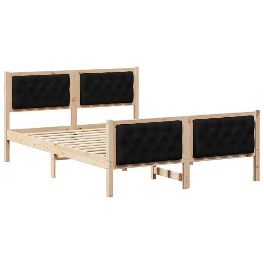 Cadre de lit avec tête de lit Noir 140 x 190 cm Pin massif - 2