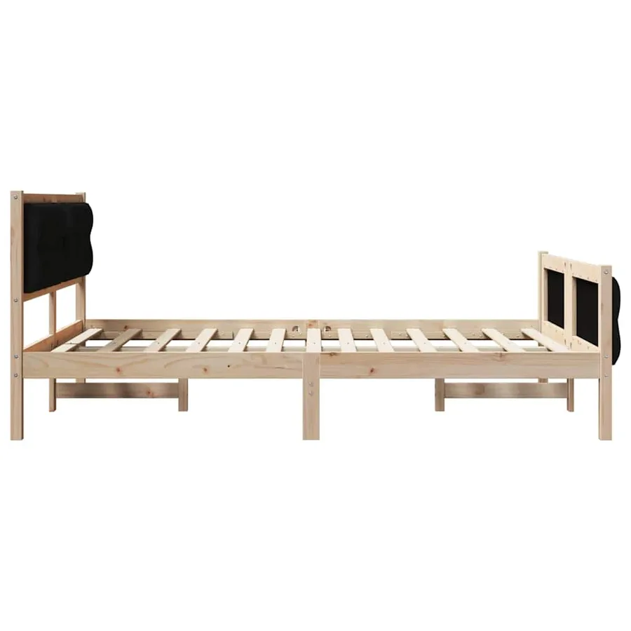 Cadre de lit avec tête de lit Noir 140 x 190 cm Pin massif - 6