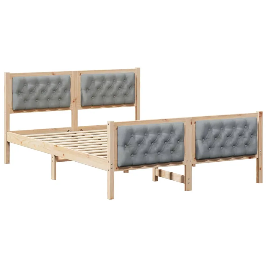 Cadre de lit Gris clair 140 x 200 cm Pin massif - 2
