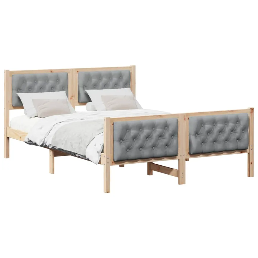 Cadre de lit Gris clair 140 x 200 cm Pin massif - 3
