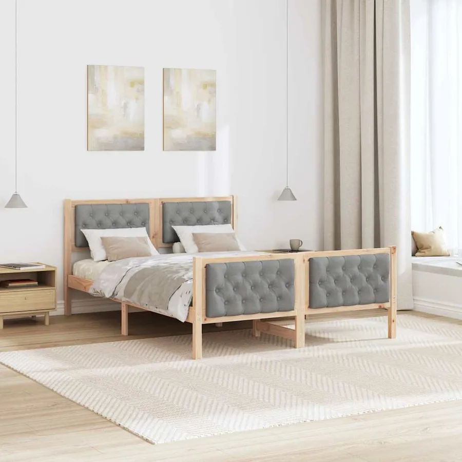 Cadre de lit Gris clair 140 x 200 cm Pin massif - 4