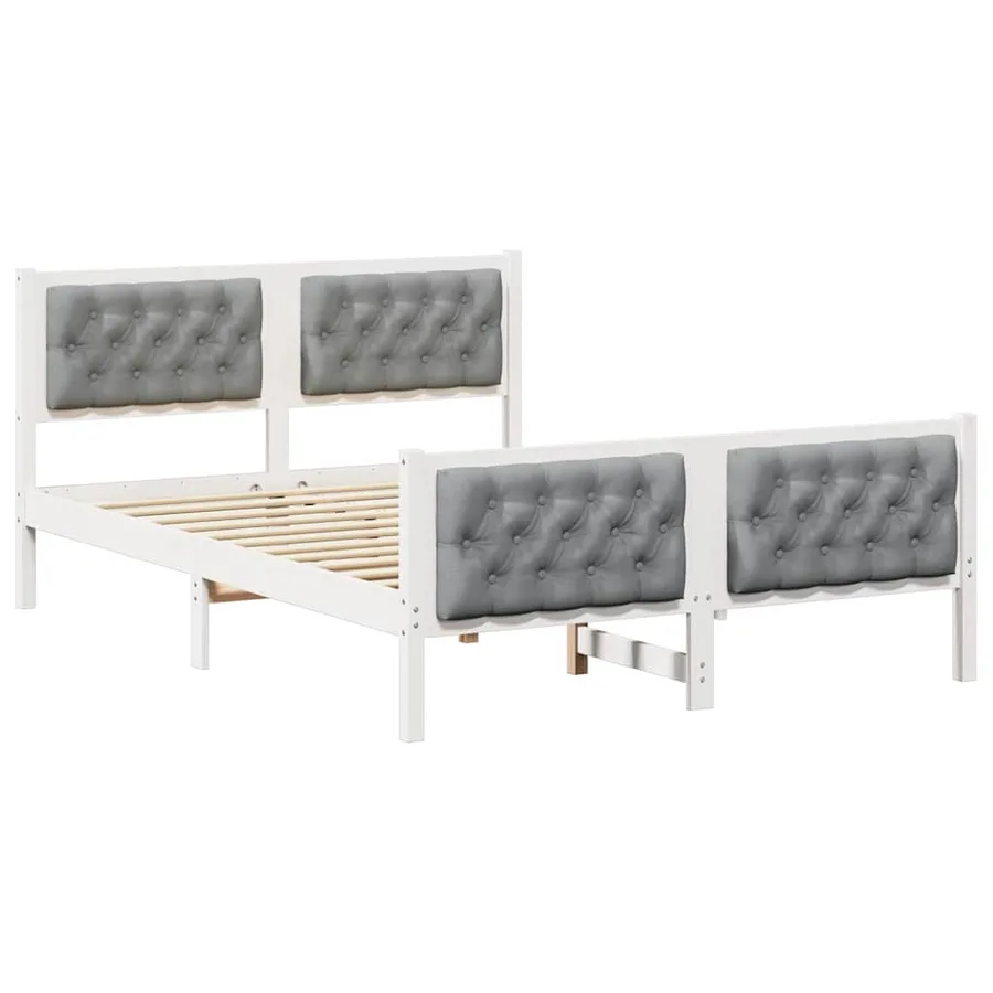 Cadre de lit Gris clair 140 x 190 cm Pin massif - 2