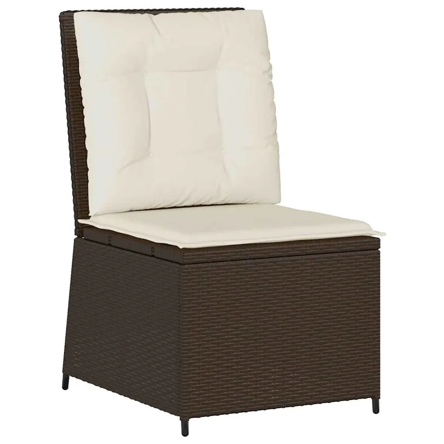 Canapé de jardin avec coussin Noir et blanc crème polyrotin - 2