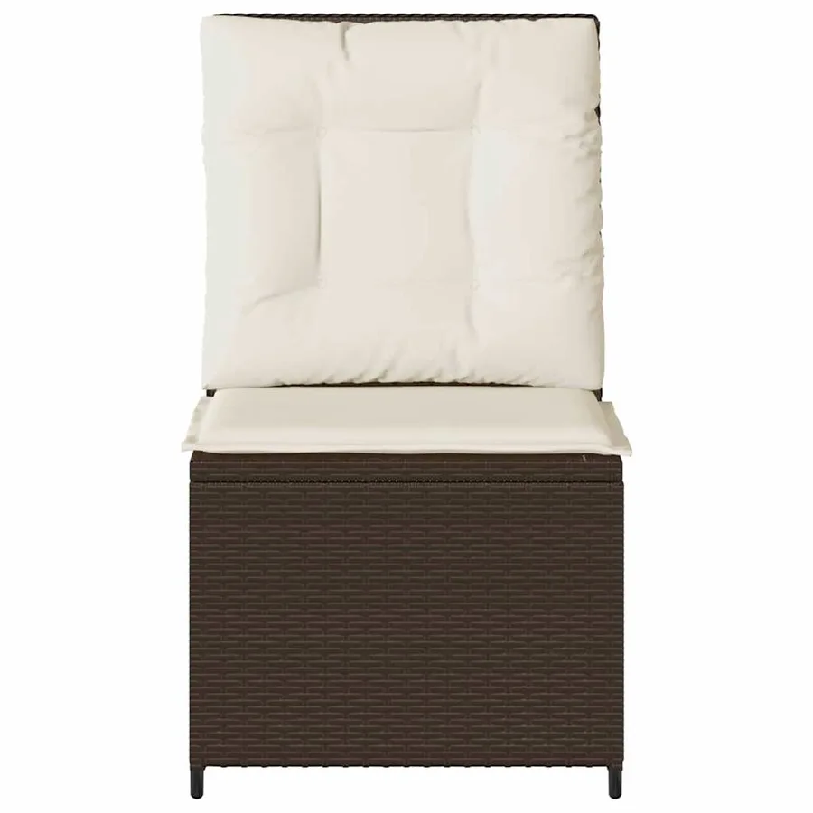 Canapé de jardin avec coussin Noir et blanc crème polyrotin - 4