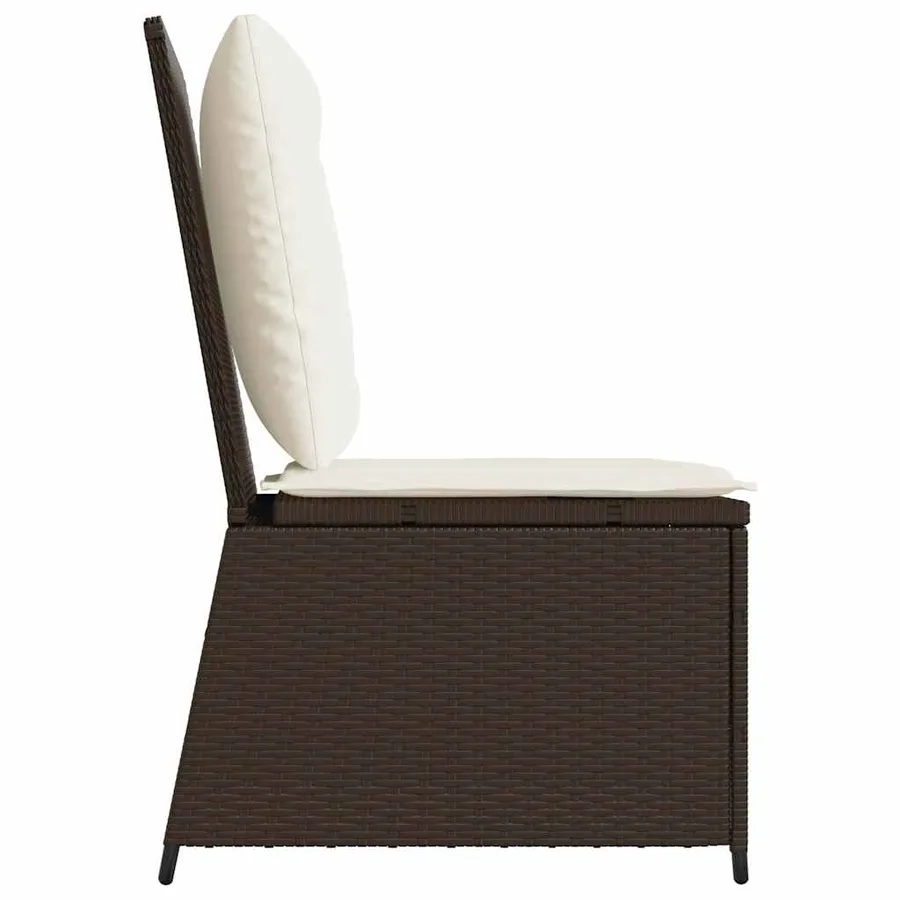 Canapé de jardin avec coussin Noir et blanc crème polyrotin - 5
