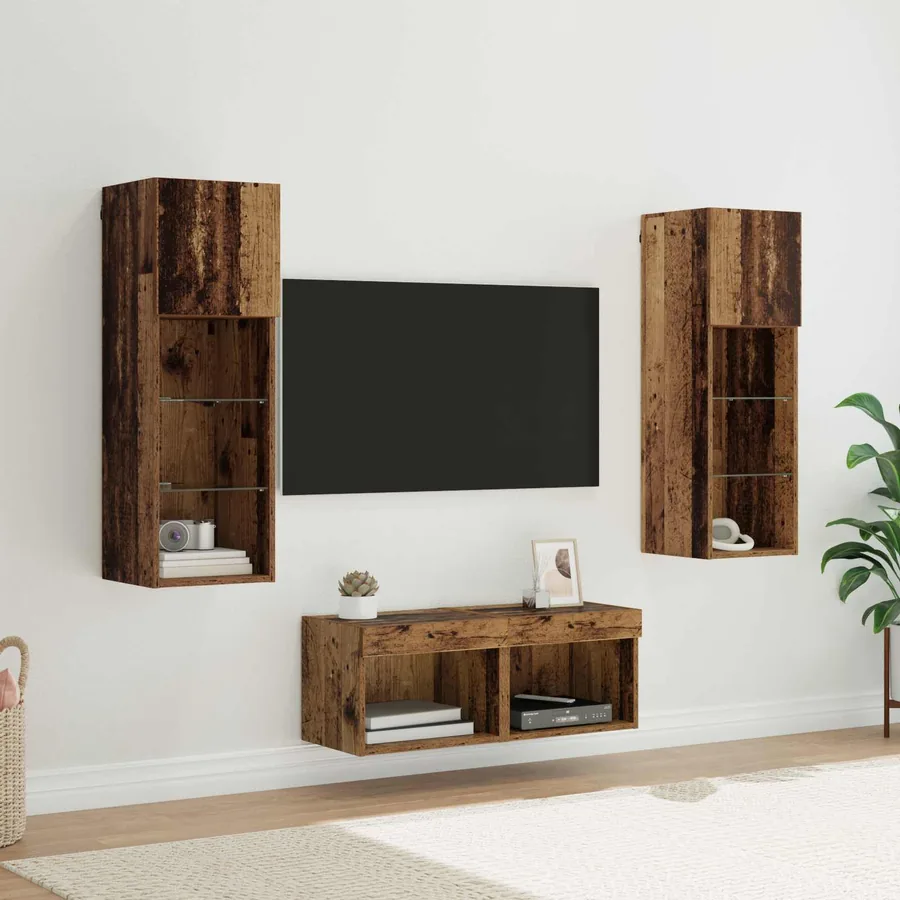 Meubles TV muraux 4 pcs Chêne artisanal Bois d'ingénierie