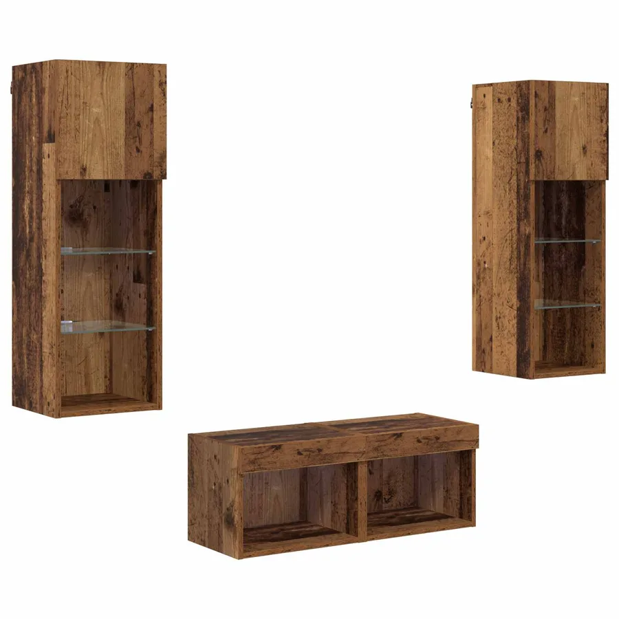 Meubles TV muraux 4 pcs Chêne artisanal Bois d'ingénierie - 2