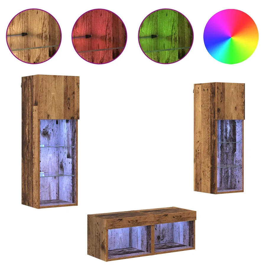 Meubles TV muraux 4 pcs Chêne artisanal Bois d'ingénierie - 4