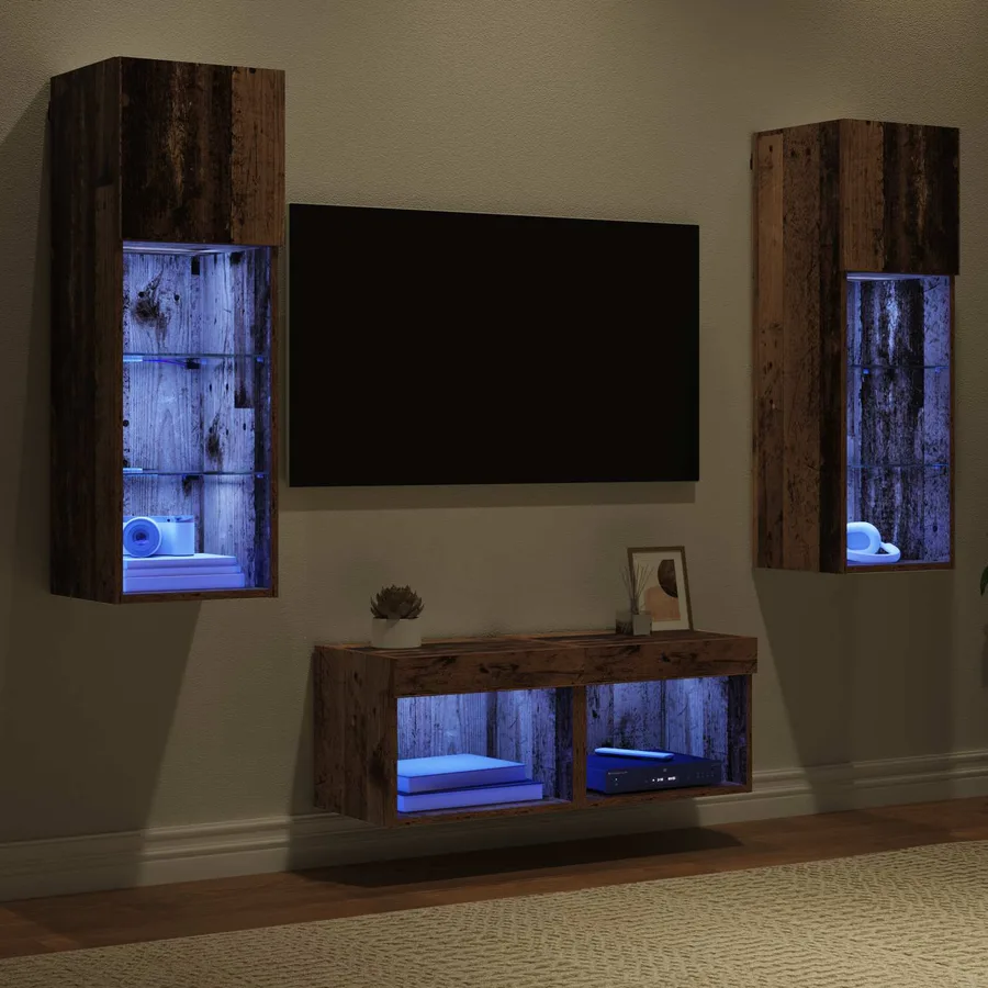 Meubles TV muraux 4 pcs Chêne artisanal Bois d'ingénierie - 5