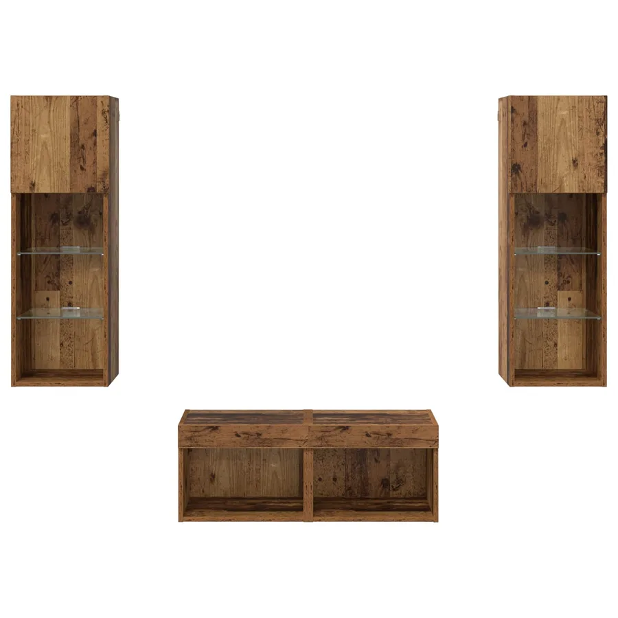 Meubles TV muraux 4 pcs Chêne artisanal Bois d'ingénierie - 9