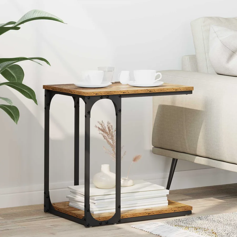 Table d'appoint Bois ancien 50 x 35 x 52 cm Bois d'ingénierie